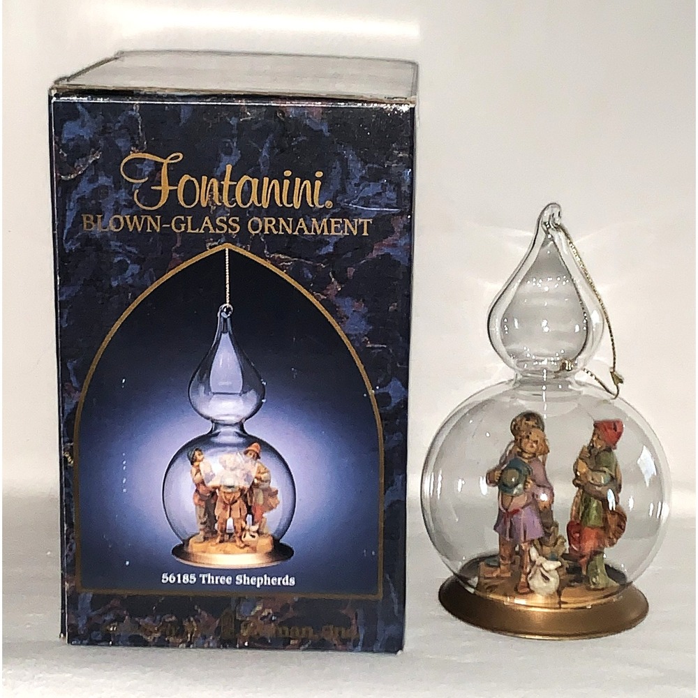 Fontanini Simonetti Blown Glass Cloche Ornament 3 Shepherds 56185 Italy w Box